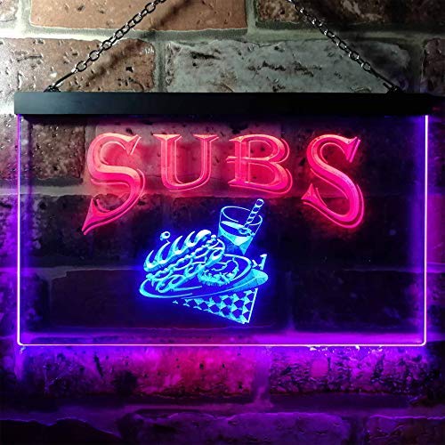 Sandwiches Hoagies Subs Dual LED Neon Light Sign